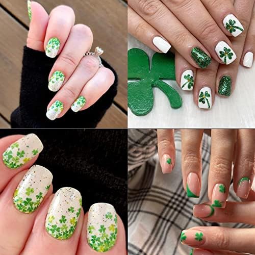 8 Листа Стикери за нокти в Деня на Св. Патрик Ирландски късмет, 3D Самозалепващи Стикери за нокти, Пролетни Зелени Декорации за нокти под формата на Централи, Сладък Дизайн, Аксесоари за нокти, Празнични аксесоари за