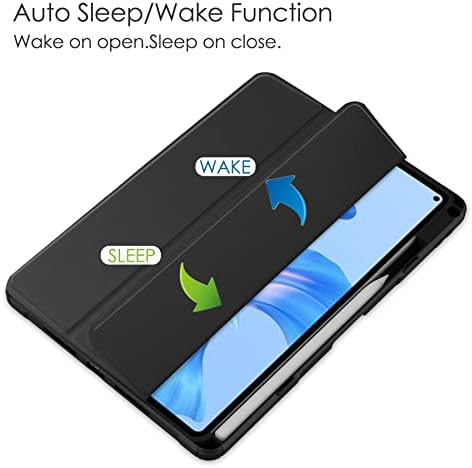 Защитен калъф MUUGO Калъф за таблет Huawei MatePad Pro 11 освобождаването на 2022 година, Тънък калъф от TPU с държач за моливи, smart-калъф с функция за автоматично събуждане /сън с прозрачен заден панел (Цвят: черен)