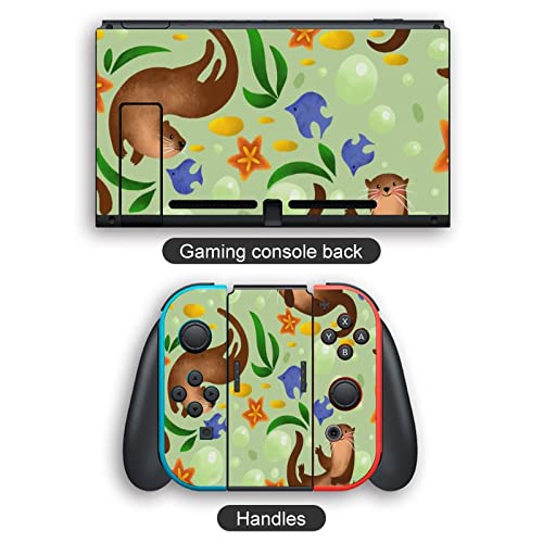Altheory Сладко Otters Switch Skin е Съвместима със Защитен стикер Nintendos Switch Protector за Носене на Защитни Скинове Пълен Комплект Стикери За конзолата Joy-Con Dock Stickers