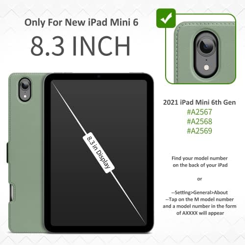 Калъф за iPad Mini 6 2021 iPad Mini 6-то поколение 8,3-инчов Премия от Веганской кожа, Мека делото, Противоударная Поставка за Фолио, Държач за Моливи, закопчалки, зареждане на Apple Pencil 2-ро поколение, Автоматичен