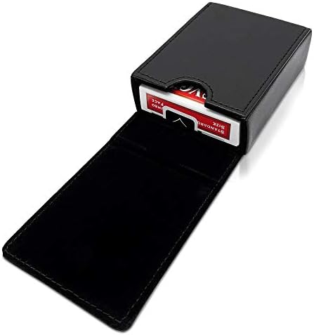 Одноколочный Кожен Калъф/стойка за карти за игра, Късмет Lab - Черно - Подходящ за карти с формат на Покер и Бридж