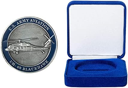 Монета Военна авиация на САЩ UH-60 Black Hawk Helicopter Challenge и Синьо Кадифе Кутия за показване