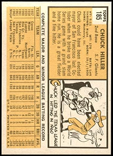 1963 Topps 185 Чък Хилер Сан Франциско Джайентс (Бейзболна картичка) (Може да има черна етикет до 2 години на гърба) NM / MT Джайентс