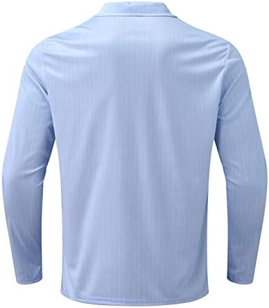 XXBR Polo Ризи за Мъже, Мъжки Риза За Голф, Блузи с Дълъг Ръкав, Райе Принт, Тениска с Ревера на 1/4 Цип, Голяма и Висока Риза