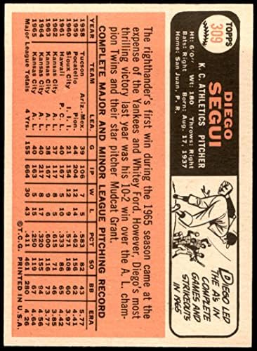 1966 Топпс 309 Диего Шоги Канзас Сити Атлетикс (Бейзболна картичка) NM+ Лека атлетика