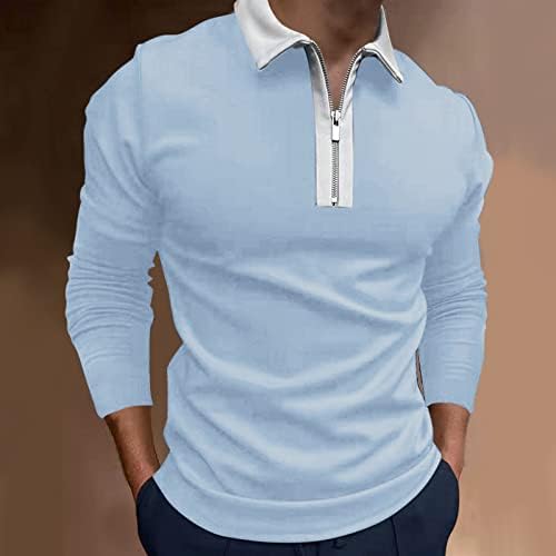 Мъжки Ризи, Модни Тениска С цип, Пуловер С дълъг ръкав и Ревера, Блуза, Тениска