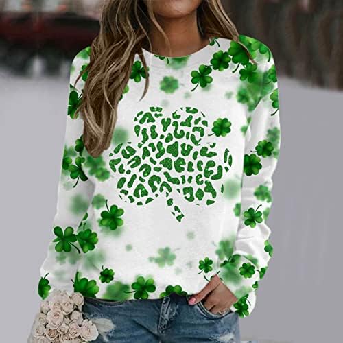 Зелени Ризи за Жени, Свитшоты с Трилистником на Деня на Св. Патрик, Свободни Ежедневни Модни Тениски, Пролетни Блузи