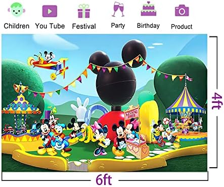 На фона на клуба с Мики Маус за парти по случай рождения Ден на 70,8x47,2 инча, Тематичен Банер за детската душа с Мики Маус, Украса на маса за Торта за Рожден Ден