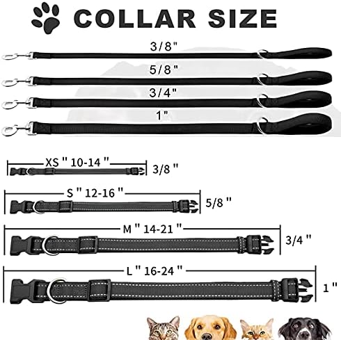 Набор от найлон греди и каишки за кучета, подплатена дръжка с подплата, Регулируеми Светлоотразителни Яки с Быстросъемной катарама за малки кучета, Черен, S (4-крак каишка + шия 12 -16)