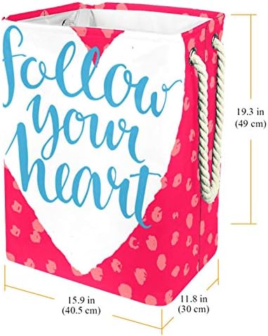 DEYYA Follow Your Heart Кошница за дрехи на Точки, с Висока Здрава Сгъваема Кошница за дрехи за Възрастни, Деца, Момичета и Момчета-тийнейджъри, Спалня, Санитарен Възел 19,3x11,8x15,