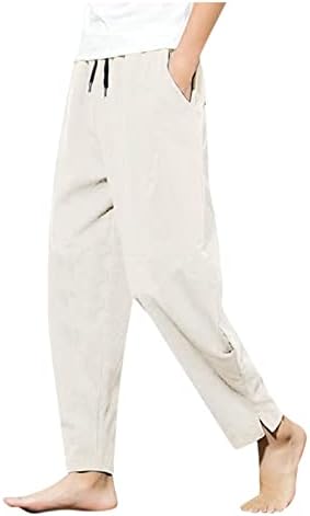 DIYAGO Памук, Ленени Панталони Мъжки Ежедневни Директни Плажни Панталони на Свободния Намаляване на Спортни Пижами За Почивка Леки Модни Летни Панталони