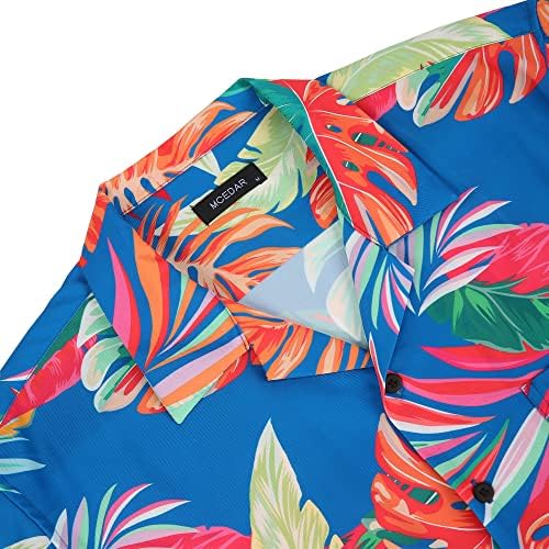 Мъжки Хавайски Ризи MCEDAR Свободно Намаляване С Къс Ръкав и Копчета, Тропически Плажна Риза Aloha Beach Shirt-Big and Tall