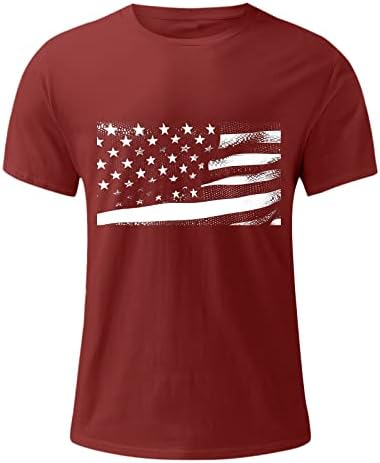 Нова мъжка Тениска с Флага на Деня на Независимостта 2023 Година, Мек и Удобен Памучен Тениска с Малко Принтом и Кръгло Деколте, Дълга Тренировочная