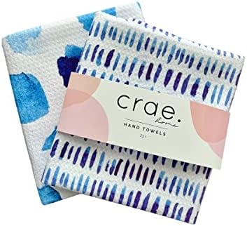 Комплект кърпи за ръце от микрофибър с шарени Crae Home Waffle Weave за две ръце (Океанските капки / В намаза)