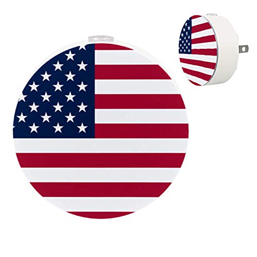 Нощна лампа на САЩ, Американския Флаг, Led нощна светлина, включване с Датчик от здрач до Зори, Спалня, Баня, Кухня, Коридор, Стълбище, 2, 1, 96inx1,96in