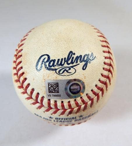 2021 Ню Йорк Метс Марлинс Използвани Бейзболни топки Маркус Strawman Исан Диас Фаул Топката - MLB Използвани Бейзболни топки