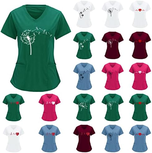 Риза С Къс Ръкав За Жени, Дамски Обикновена тениска с V-образно Деколте и Къс Ръкав с Принтом, Блузи, Блузи с Дълъг Ръкав, Висока Риза