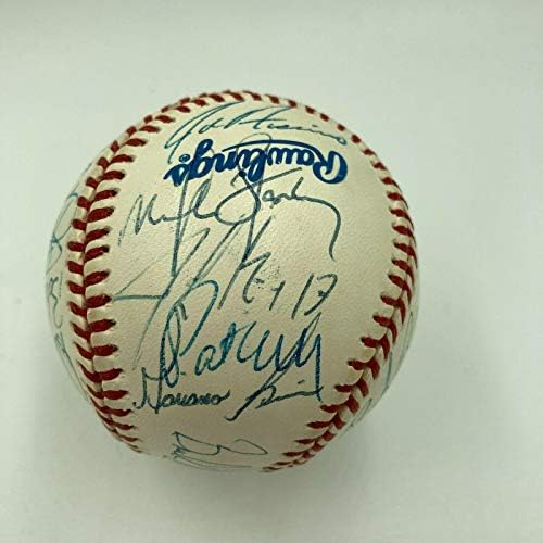 1995 Екипът на Янкис Подписа бейзболен договор С Мариано Риверой Нов Подписа Бейзболен договор С ДНК PSA - Бейзболни топки С Автографи