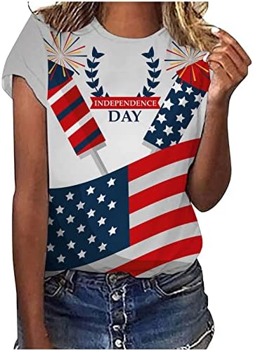 Риза с Флага на сащ, Женска Тениска на САЩ в Звездната Ивица, Патриотическая Тениска, Ежедневни тениски С Къс Ръкав, Модерен Принт, Уютни Върховете