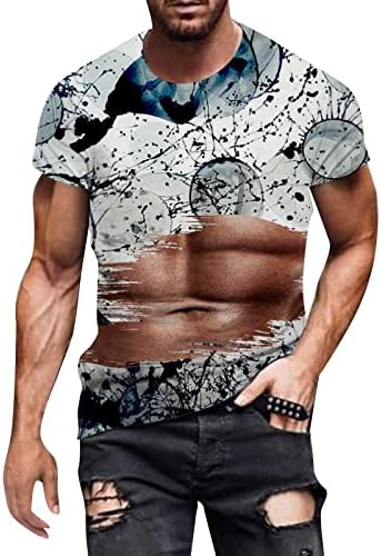 Bmisegm Летни Мъжки Ризи за Мъже Пролет и Лято Индивидуалност и Мускулест 3D Дигитален Печат Ламинирани Тениски за Мъже с Дълги