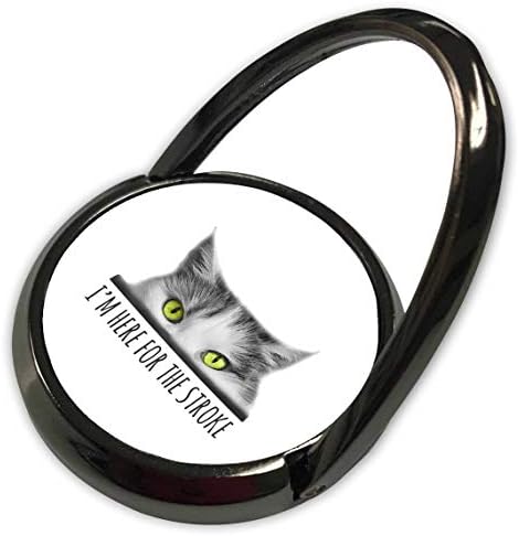 Дизайн 3dRose Alexis - Котешки очи - Черна зеленоглазая котка. Аз съм тук заради Инсулт. Забавен Положителен подарък - Пръстен за телефон (phr_320848_1)