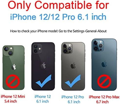 Калъф Kowauri за iPhone 12 /калъф за iPhone 12 Pro, Кожен Калъф-портфейла на Класически дизайн със слот за карта и магнитна закопчалка, Панти калъф за iPhone 12 / iPhone 12 Pro 6,1 инча 2020 (Черен)