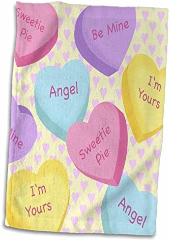 Кърпа за ръце с модел 3D Rose Любовта Hearts Candy Valentine Design, 15 x 22, Многоцветное