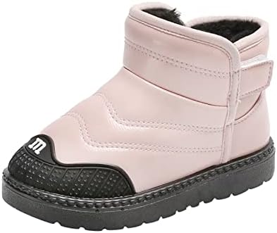 Детски Зимни обувки за деца, улични ботильоны с подплата от памук, Детска нескользящая обувки от 1 до 12 години (розови, 18-24 месеца)