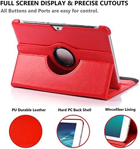 Калъф за Samsung Galaxy Tab 2 10,1 инча 2012 (GT-P5100 GT-P5110 GT-P5113), Въртящи се на 360 градуса Калъф-поставка, Пълно Защитно покритие, с Писалка, фолио за екрана (червена)