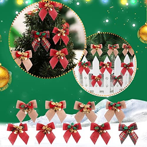 DBYLXMN Коледна Украса Лък коледа Коледа Венец Декорация от Красиви Цветни Полиестер Коледни 12 Опаковки Бантов за Подарък Столове за дейности на Открито