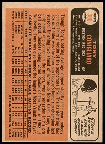 1966 Topps 380 Тони Конильяро на Бостън Ред Сокс (бейзболна картичка) Ню Йорк Ред Сокс