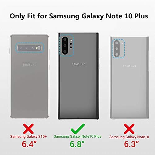 Чанта-портфейл iCoverCase Samsung Galaxy Note 10 Plus, Кожен калъф Премиум-клас с отделения за карти, титуляр и каишка за китката, Стойка, Магнитна закопчалка и шнурком за Galaxy Note 10 + 5G (син)