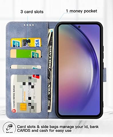 Чанта-портфейл Eastcoo с панти капак за Samsung Galaxy A54 5G, [3 слота за карти] [Функция на каботажните] устойчив на удари защитен калъф от изкуствена кожа за Samsung Galaxy A54 5G, сиво-син