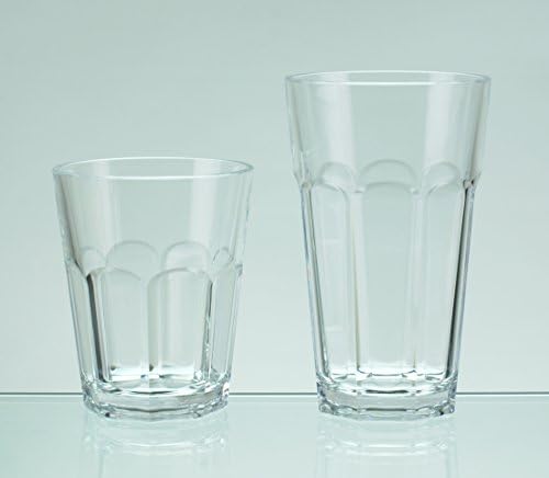 QG 12 унции Прозрачна Акрилна Пластмаса чаша за пиене от Каменната стъкло Octangle Основен набор от 6