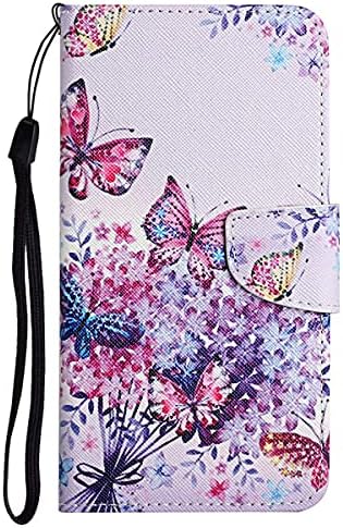 Чанта-портфейл XYX за LG Q52, Флип калъф за телефон от изкуствена кожа с цветя модел за жени и Момичета за LG K52, Блестяща Пеперуда