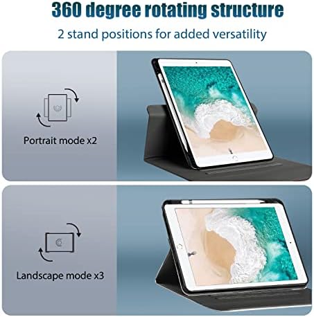 KUAELEN Сладък калъф за iPad 10.2 инча 9th / 8th / 7th поколение (освобождаване на 2021/2020/2019) с притежател на Молив за жени и Момичета, Въртящи се на 360 градуса, Мек TPU, Автоматично включване / изключване, Паун
