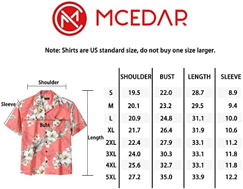 Мъжки Хавайски Ризи MCEDAR Свободно Намаляване С Къс Ръкав и Копчета, Тропически Плажна Риза Aloha Beach Shirt-Big and Tall