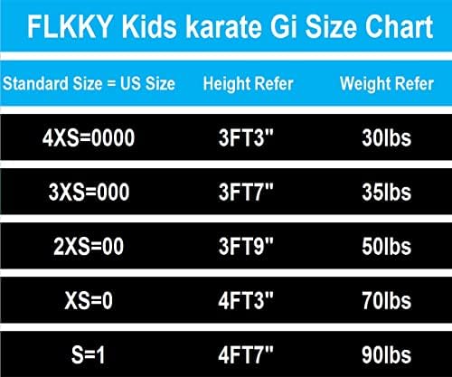 FLKKY Karate Gi за деца с колан, Лека Студентски Форма за Карате, Спортни Костюми за Бойни Изкуства, карате (Размер0000-1)