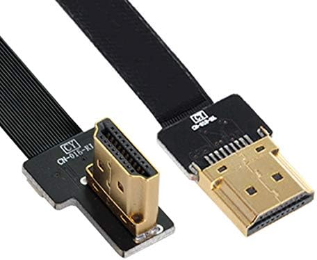 Съединители CY PV HDMI-съвместим с щепсел тип A към HDMI-съвместим штекеру HDTV спк стартира строителни Плосък кабел с ляв/десен ъгъл на наклон 90 градуса HDMI-съвместим с щепсел - (Дължина на кабела: 0,1 m, цвят: десен)